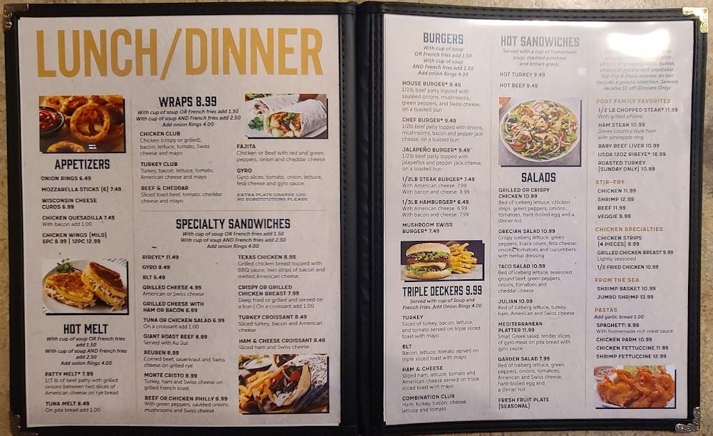 Fort Atkinson Family Restaurant - Menu Scan 1